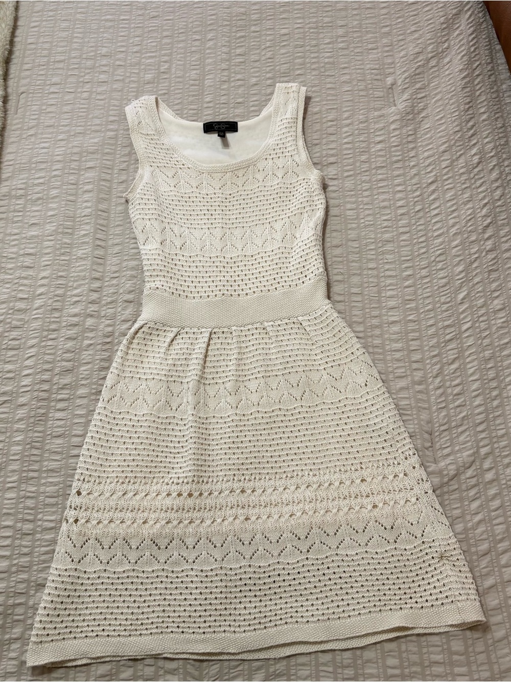 Jessica Simpson Cream Crochet Knit Midi Dress